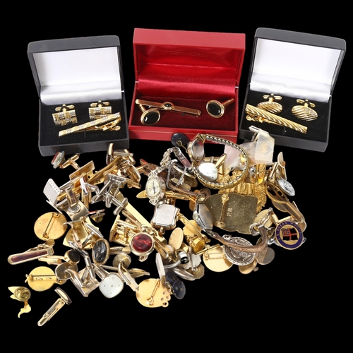 1156 - A quantity of cufflinks, tie pins etc