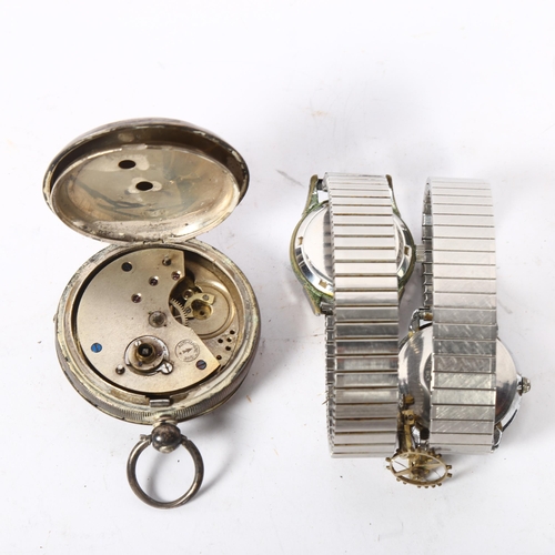 1157 - THOMAS HARRISON, LONDON - a silver-cased pocket watch (A/F), a quartz Timex wristwatch, and a Certin... 