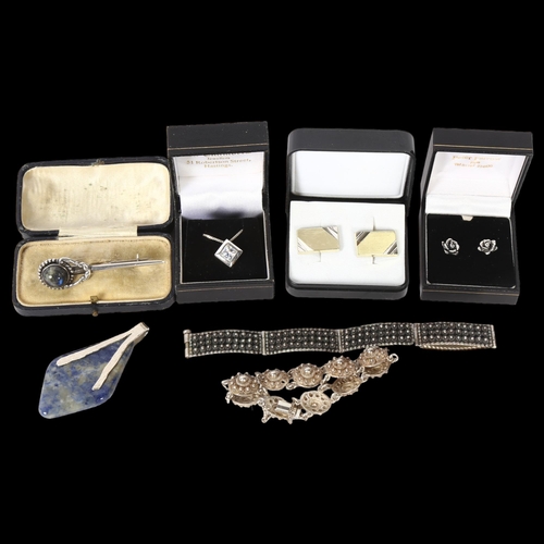 1163 - A collection of mostly Scandinavian silver costume jewellery, panel bracelets etc