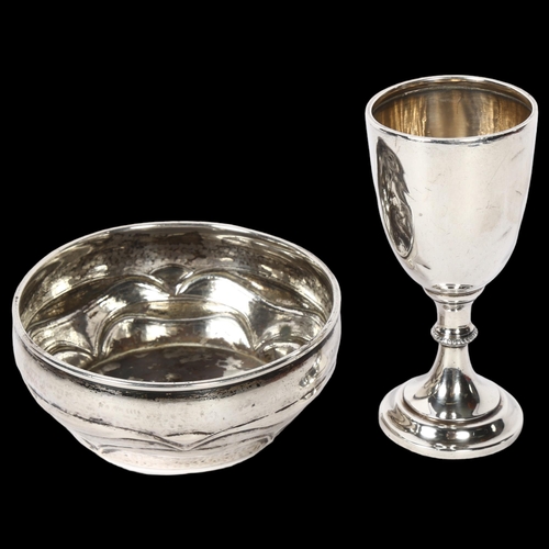 1179 - A small silver trophy, and a Continental silver bowl (2)