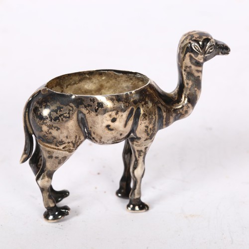 1250 - An Edwardian novelty silver figural camel pin cushion, by Saunders & Shepherd, hallmarks Birmingham ... 