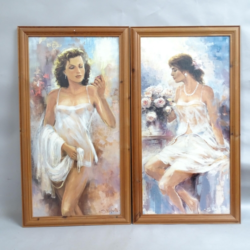 2952 - S Rachelle, two large prints, semi nude ladies, partially clothed, 50cm x 100cm each