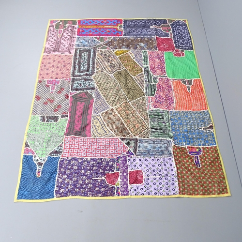 2351 - A patchwork wall hanging, 194x144cm, and an Embroidered wool shawl/wall hanging, 223x105cm. (2).