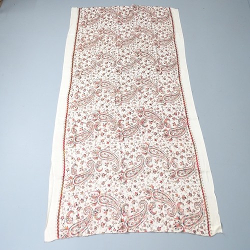 2351 - A patchwork wall hanging, 194x144cm, and an Embroidered wool shawl/wall hanging, 223x105cm. (2).