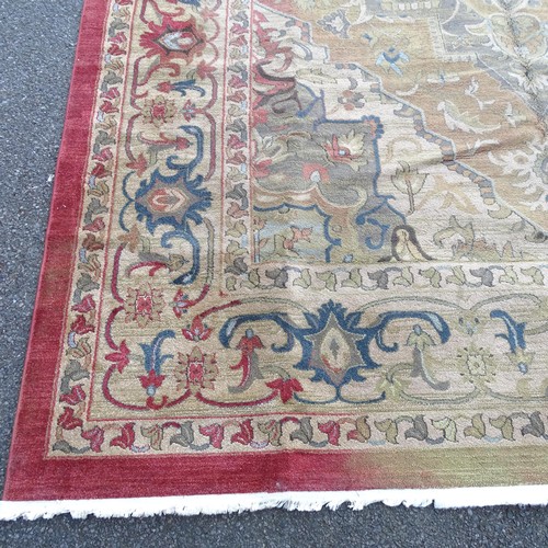 2352 - A red-ground Turkish design carpet. 400x295cm