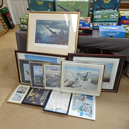 1071 - RAF interest - a collection of photographs and prints depicting World War 2 aircraft, some signed, (... 