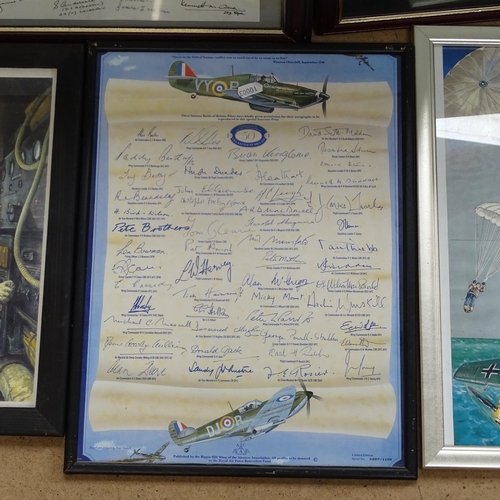 1071 - RAF interest - a collection of photographs and prints depicting World War 2 aircraft, some signed, (... 