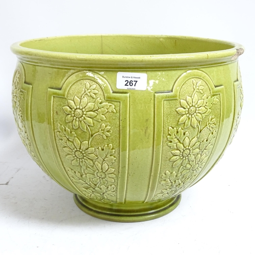 267 - A Burmantofts faience jardiniere with pedestal stand, height 72cm, jardiniere width 38cm