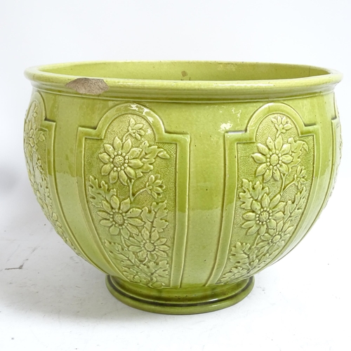 267 - A Burmantofts faience jardiniere with pedestal stand, height 72cm, jardiniere width 38cm