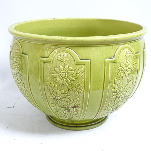 267 - A Burmantofts faience jardiniere with pedestal stand, height 72cm, jardiniere width 38cm