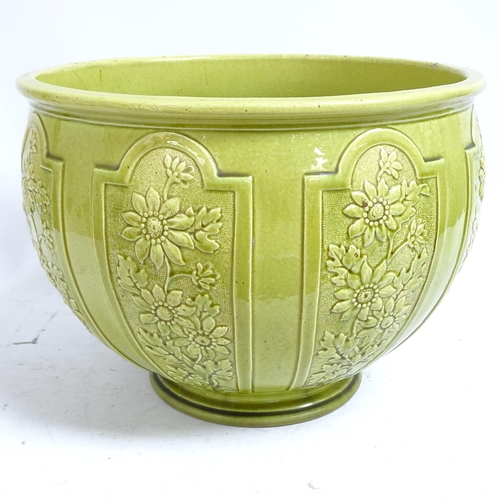 267 - A Burmantofts faience jardiniere with pedestal stand, height 72cm, jardiniere width 38cm