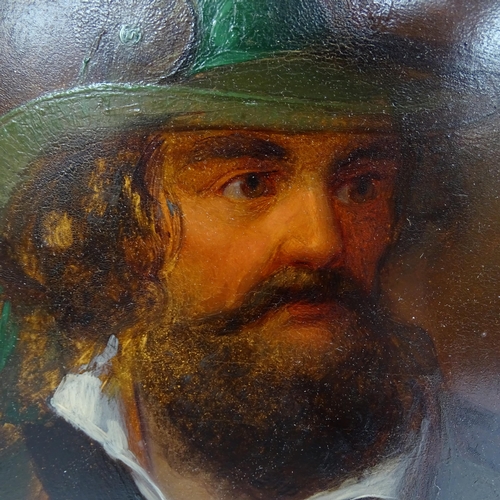 2906 - L Coblitz, 19th century oil on board, portrait study of a bearded man, panel size 26cm x 21cm, gilt-... 