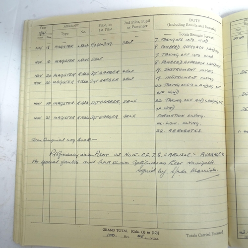 384 - A Second World War Period Royal Air Force pilot's flying logbook, relating to 1335697 Flight Sargent... 