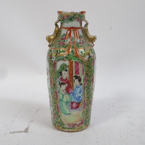 1002 - A Chinese Canton famille rose vase, 14.5cm, bowl, and 2 dishes, some damage