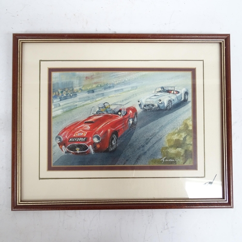 2847 - Gordon Lees, 3 watercolours, motoring scenes, all framed