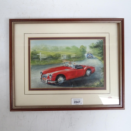 2847 - Gordon Lees, 3 watercolours, motoring scenes, all framed