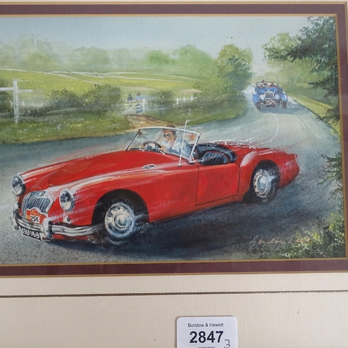 2847 - Gordon Lees, 3 watercolours, motoring scenes, all framed