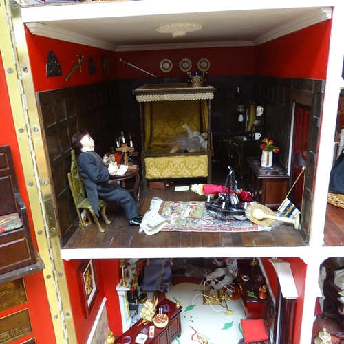 228 - A Regency style doll's house, titled Harbour Wynd, over 3 floors with fitted interior, includes vari... 