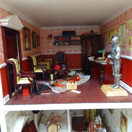 228 - A Regency style doll's house, titled Harbour Wynd, over 3 floors with fitted interior, includes vari... 