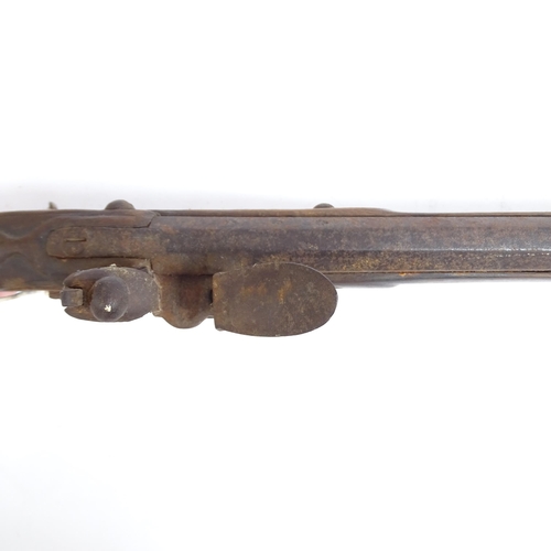 336 - A flintlock rifle, length 157cm