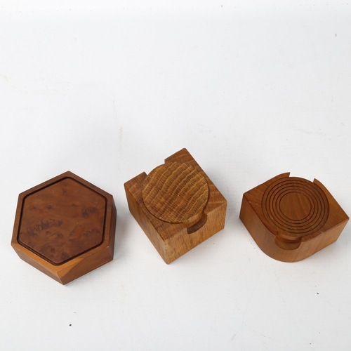 508 - Desmond Ryan, 3 handmade wooden trinket boxes, circa 1990, makers stamps to base, tallest 5.5cm