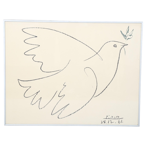 522 - A Litho print of Picasso's Dove of Peace, 1961, edition Combat pour Le Paix, Paris S.P.A.D.E.M, stam... 