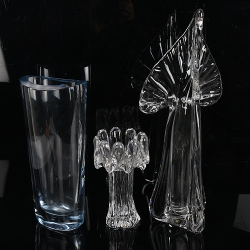 533 - A Strombergshyttan modernist glass vase and two other pieces of Scandinavian mid-century glass, tall... 