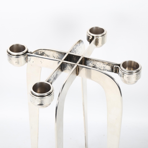 537 - Lino Sabbatini, Italy, a post modern silver plated candelabra, signed and dated 1989, Collezione Sab... 