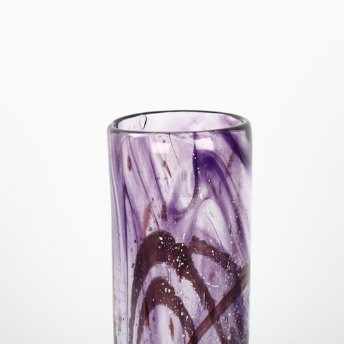 567 - Nikki Williams, a studio glass cylinder vase, signed to base, with gallery label, height 32.5cm