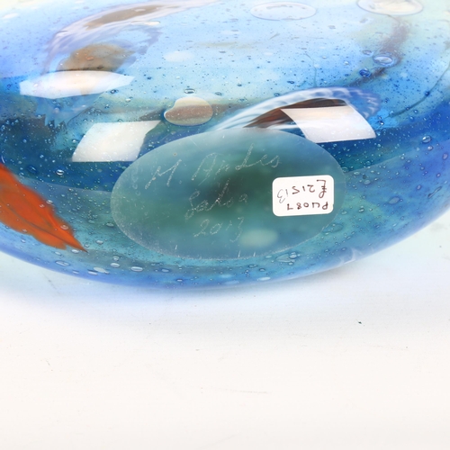 568 - Martin Andrews studio glass, a large Salsa flattened vase, signed to base, dated 2013, with gallery ... 