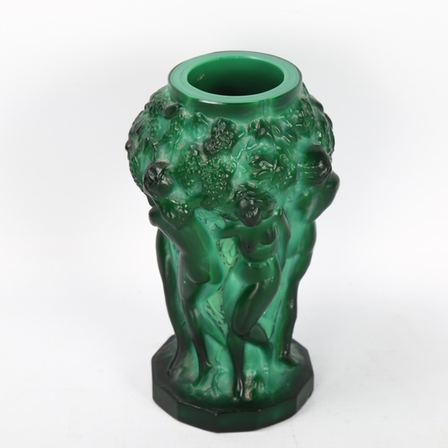 573 - Frantisek Pazourek (1905-97), Czech, for Schlevogt, a malachite glass, 1930s' Grape Harvest vase, he... 