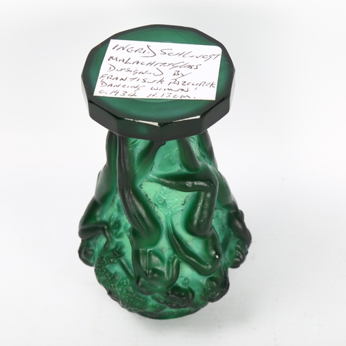 573 - Frantisek Pazourek (1905-97), Czech, for Schlevogt, a malachite glass, 1930s' Grape Harvest vase, he... 