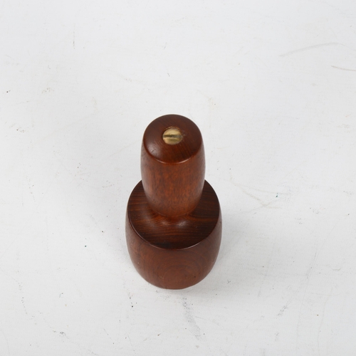 584 - A Danish pepper mill with tall teak stem and metal grinder marked, stamped 