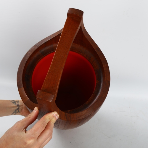 585 - Jens Quistgaard for Dansk Designs, an early “Congo” large size ice bucket in staved teak with an ora... 