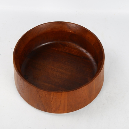 586 - Jens Quistgaard for Dansk Design, a large staved teak salad bowl, stamped to base, diameter 27cm