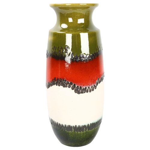 606 - A large 1960/70s' West German vase banded colour and black volcanic glaze, height 47cm