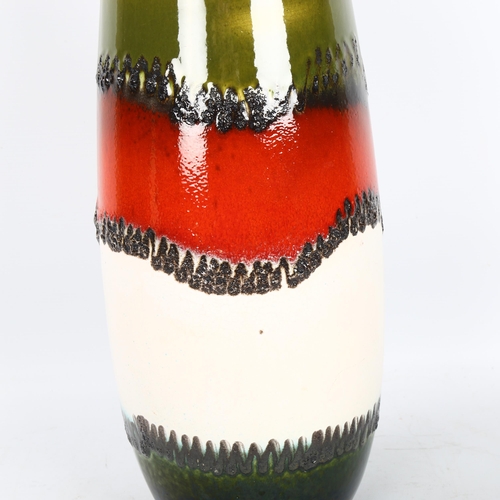 606 - A large 1960/70s' West German vase banded colour and black volcanic glaze, height 47cm