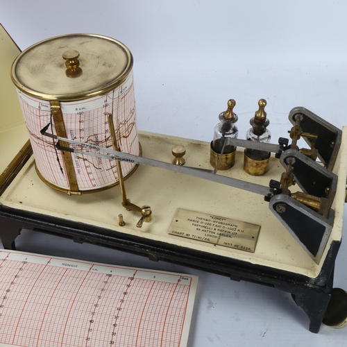 299 - Edney Thermohygrograph, by Pastorelli & Rapkin of London, copper casing with brass handle, length 28... 