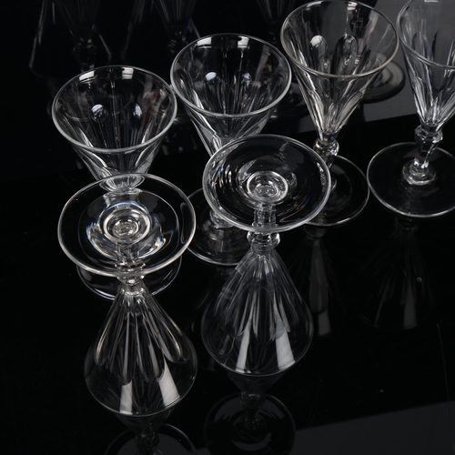 306 - A set of 6 funnel-shaped wine glasses with slice-cut bowls, height 13cm