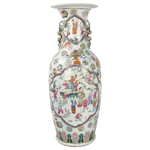 316 - A 19th century Chinese famille rose porcelain vase, height 64cm, A/F