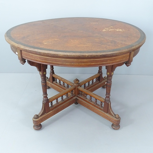 2072 - A late Victorian Aesthetic Movement Gillows figured walnut centre table, stamped Gillow & Co L5773. ... 