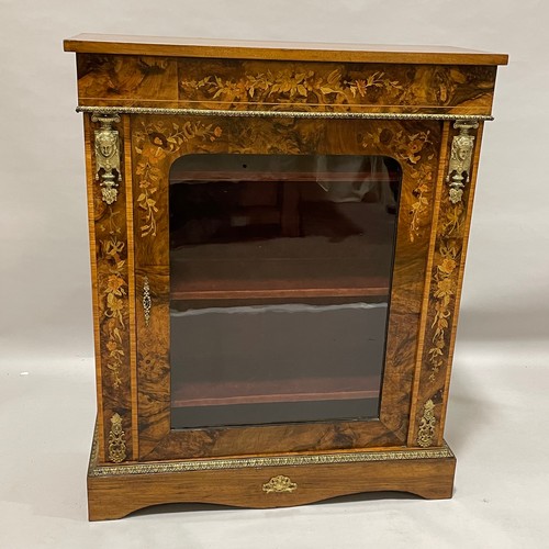 326 - A Victorian marquetry inlaid  walnut pier cabinet, with gilt metal mounts, and lined velvet interior... 