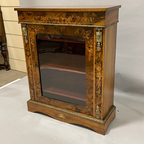326 - A Victorian marquetry inlaid  walnut pier cabinet, with gilt metal mounts, and lined velvet interior... 