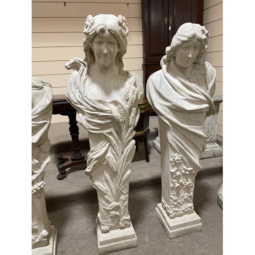 110 - A set of 4 large reconstituted stone Classical garden statues, height 140cm (4'7