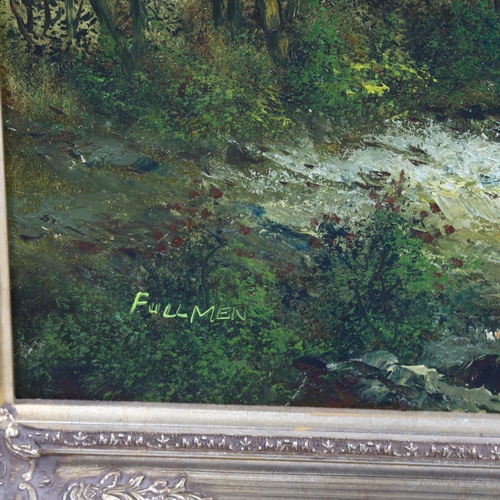 1019 - Fullmen, river landscape, oil on canvas, signed, 60cm x 90cm, framed