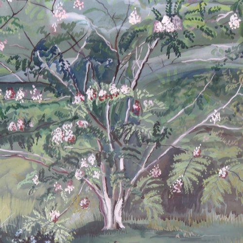 1021 - Rhoda Jackson (Jamaican artist), blossom tree, gouache, signed, 45cm x 58cm, framed