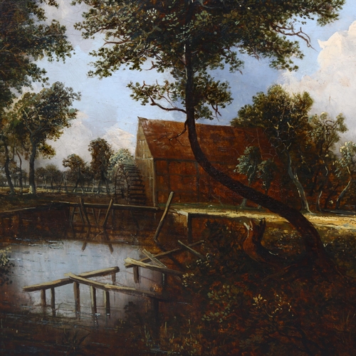 706 - Early 19th century English School (possibly Norwich), a rural watermill, oil on canvas, unsigned, 66... 