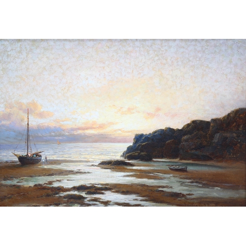 712 - William J King, evening on the Gower coast, oil on canvas, signed and dated 1930, 26cm x 36cm, frame... 