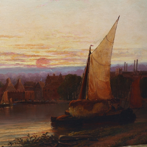 721 - Arthur Gordon, pair of views on the Thames near Kew Bridge, oil on canvas, signed and dated 1884, fr... 