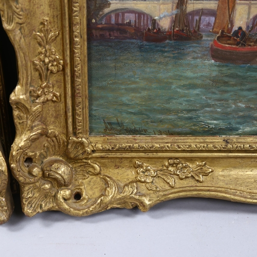 721 - Arthur Gordon, pair of views on the Thames near Kew Bridge, oil on canvas, signed and dated 1884, fr... 